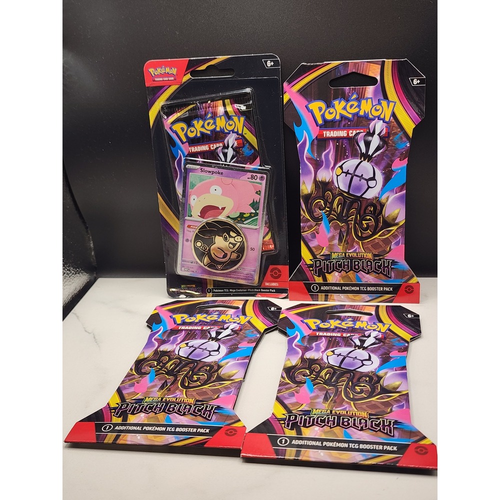 Pokemon TCG Mega Evolution Pitch Black 4 Pack Bundle Slowpoke Blister & Boosters